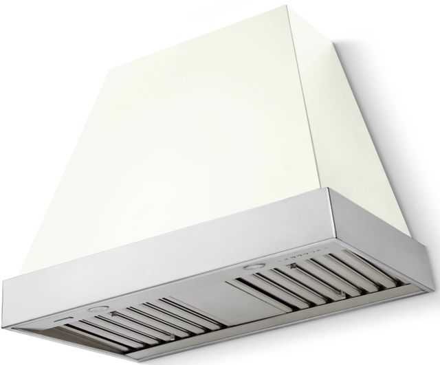 La Cornue CornuFé Euclid 36" Pure White Wall Mounted Range Hood with Polished Chrome Trim-0