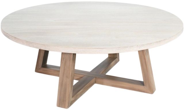 Sunny Designs™ Rowan Light Gray Round Coffee Table Warm Wheat Base-0