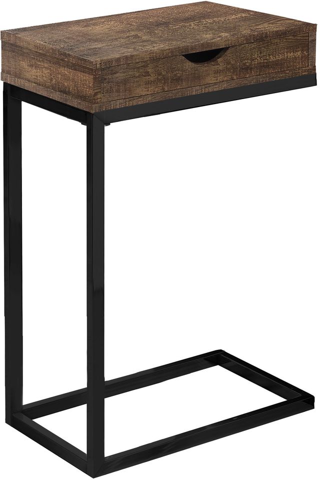 Monarch Specialties Inc. Brown Reclaimed Wood Drawer Table with Black Metal Base -0