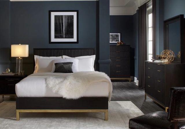 Modus Furniture Kentfield Black Drifted Oak California King Platform Bed-1