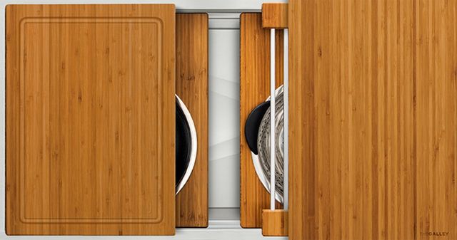 The Galley® Natural Golden Bamboo Ideal Workstation 3S with Five Tool Culinary Kit-0
