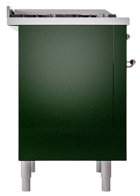 Ilve® Nostalgie II Noblesse 36'' Emerald Green Pro Style Dual Fuel Range with Copper Trim-2