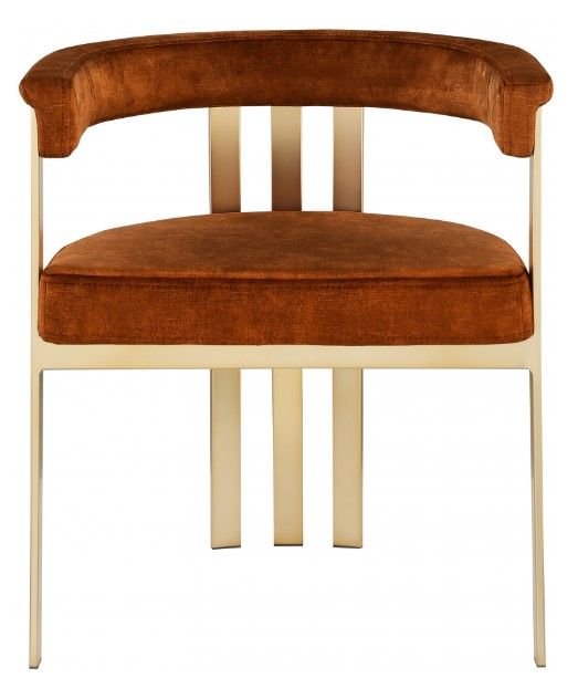 Meridian Furniture Marcello Cognac/Brushed Brass Velvet Dining Chair-1