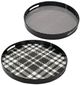A & B Home 2-Piece Black/Gray Round Decorative Tray Set-0