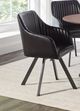 Coaster® Arika Black/Gunmetal Tufted Sloped Arm Swivel Dining Chair-1