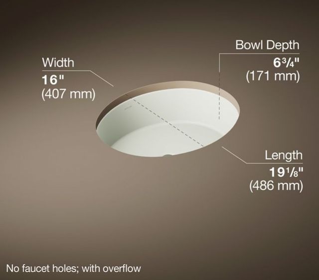 Kohler Verticyl® Dune 19.25" Oval Undermount Bathroom Sink-3
