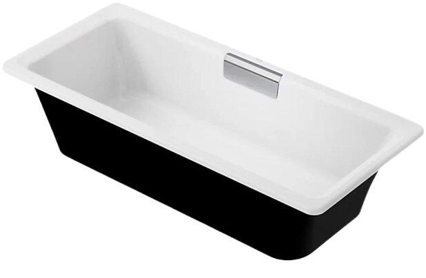 KOHLER® Volute® Black Rectangular 63" x 28.38" Freestanding Bath with White Base-0