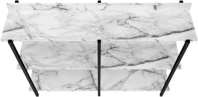 Monarch Specialties Inc. 48"L White Marble Look Console Table with Black Metal Frame-2