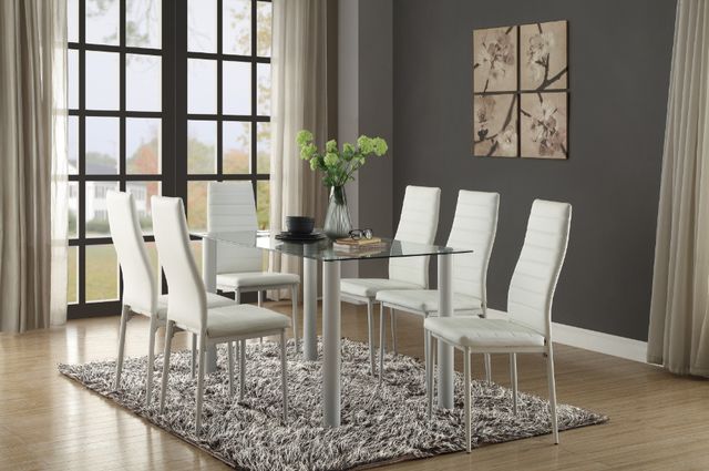 Homelegance® Florian Glass Top Dining Table with White Metal Legs -1
