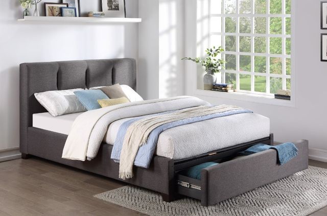 Homelegance® Aitana Graphite King Upholstered Platform Bed-1