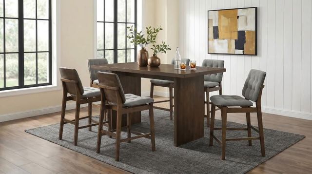 Coaster® Decker 7-Piece Gray/Walnut Rectangular Counter Dining Set-1