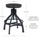 Powell® Haywood Dark Gunmetal/Gray Adjustable Backless Stool -2