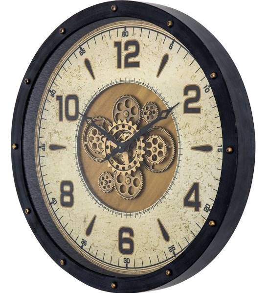 YHD Black/Gold Venetian Round Gear Clock-2