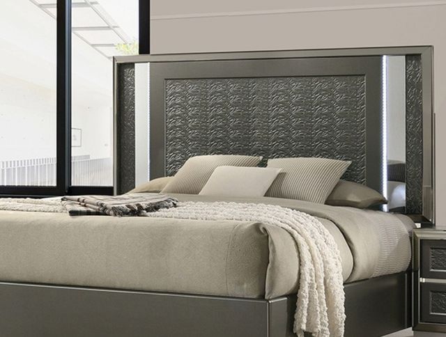 Furniture of America® Leyland Dark Gray Queen Bed-1