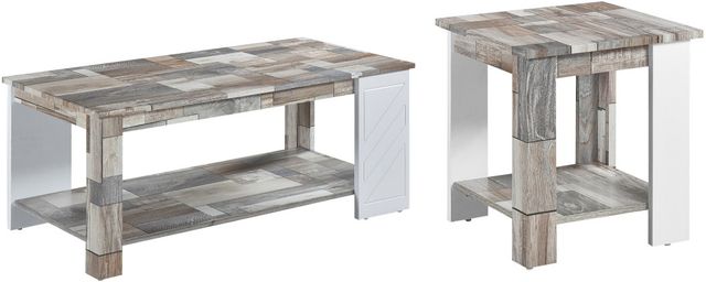 Mazin Furniture Brooke Rustic Gray/White Coffee Table-2