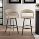 Armen Living Ramona Beige/Matte Black Swivel Bar Stool-1