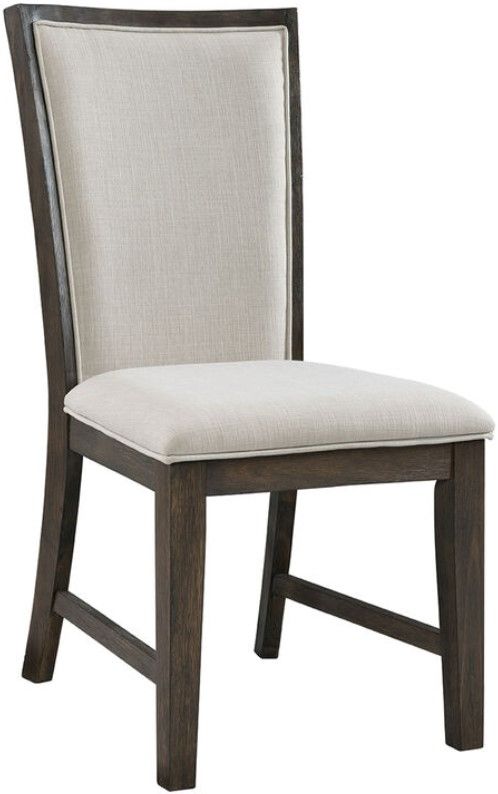 Elements International Grady 7-Piece Dark Walnut/Taupe Slat Back Dining Set-2