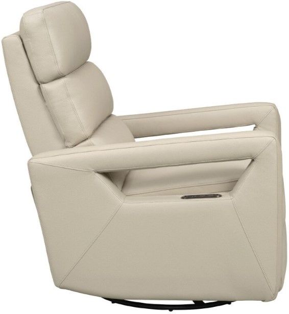 BarcaLounger® Jordan Gable Dove Leather Power Swivel Glider Recliner-4
