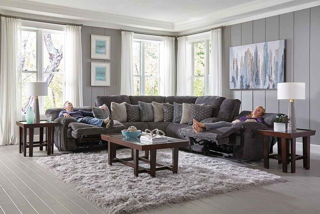 Catnapper® Burbank 6-Piece Smoke Lay Flat Reclining Sectional-1
