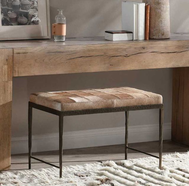 Classic Home Achen Bronze/Canyon Sand Hide 28" Bench-1