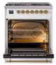 Ilve® Nostalgie II Noblesse 30'' Custom RAL Color Pro Style Dual Fuel Range with Brass Trim-1