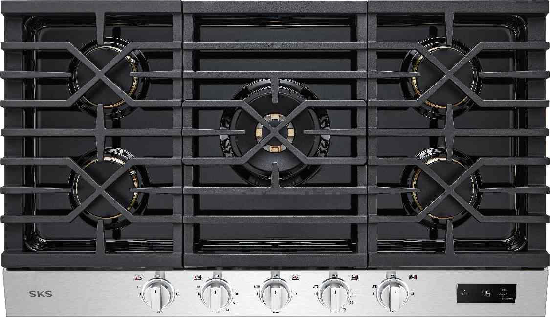 Signature Kitchen Suite 36" Stainless Steel Natural Gas Cooktop with Black Porcelain Coated Burner Pan