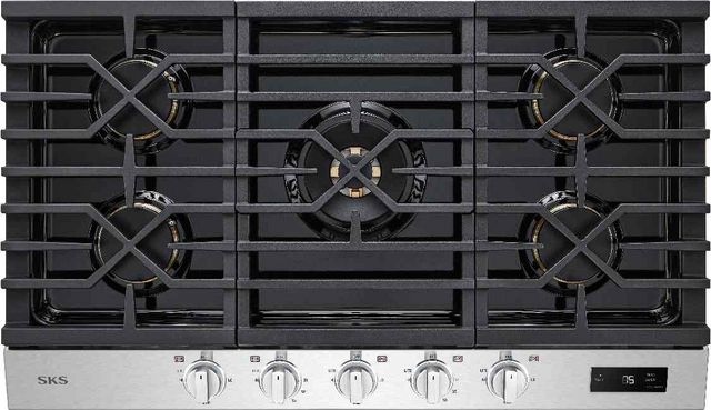 Signature Kitchen Suite 36" Stainless Steel Natural Gas Cooktop with Black Porcelain Coated Burner Pan-0