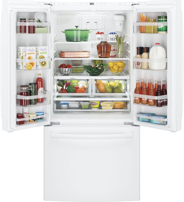 GE® 18.6 Cu. Ft. White Counter Depth French Door Refrigerator-2