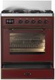 Ilve® Majestic III 30" Burgundy Pro Style Dual Fuel Liquid Propane Range with Triple Glass Door and Burnished Trim-1