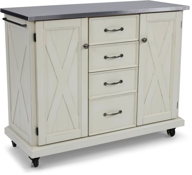 homestyles® Seaside Lodge Off-White/Stainless Steel Kitchen Cart-0