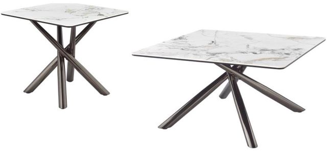 Coaster® Carvell 2-Piece Mirage White Occasional Table with Black Nickel Base Set-0