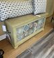Hand-Painted Inlaid Ceramic Tile in Wood Chest-0