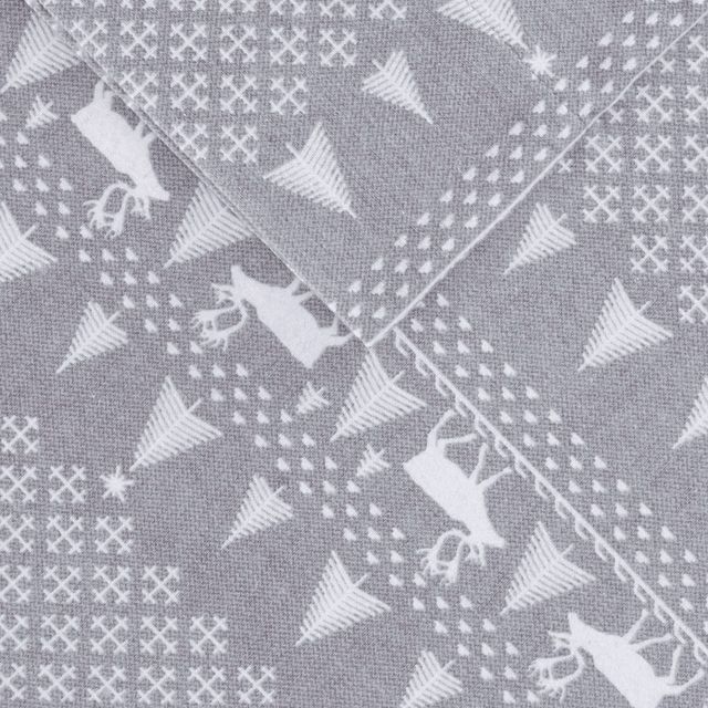 Olliix by Woolrich Grey Winter Frost King Flannel Cotton Sheet Set-3