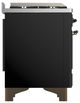 Ilve® Majestic III 36" Glossy Black Pro Style Dual Fuel Liquid Propane Range with Triple Glass Door and Burnished Trim-4