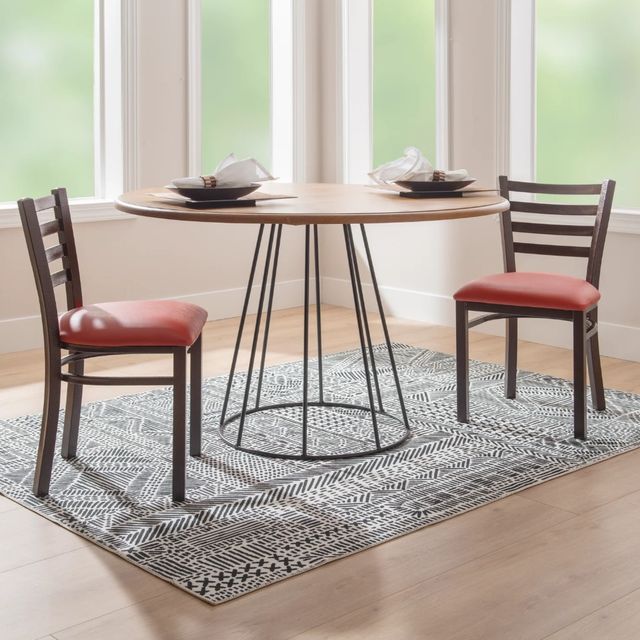 Linon Kara 2-Piece Bronze/Red Vinyl Metal Side Chairs-1