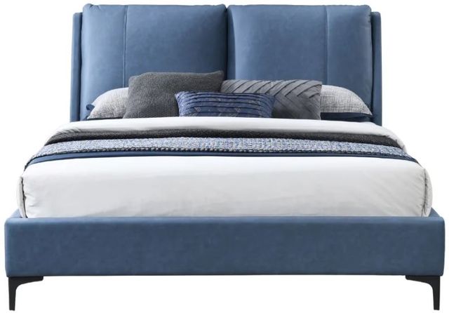 Bernards Bryant Blue Queen Upholstered Panel Bed-1