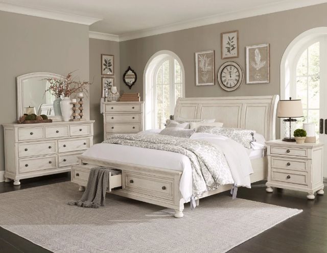 Homelegance® Bethel Antique White California King Sleigh Bed-1