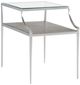 Bernhardt Cornelia Glass Top Nebbia Square Side Table with Brushed Stainless Steel Base-0