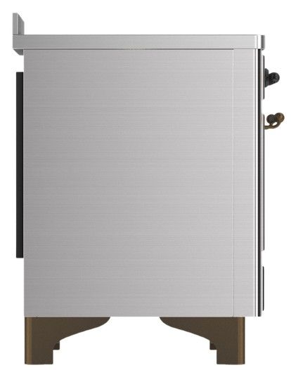 Ilve® Majestic III 48" Stainless Steel Pro Style Induction Range with Solid Door and Burnished Trim-3