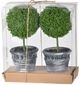 A & B Home 2-Piece Black/Green Mini Faux Potted Topiaries Set-0