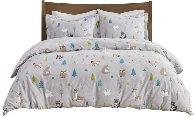 Olliix by True North by Sleep Philosophy Woodland Creatures Cozy Flannel Duvet Set-0