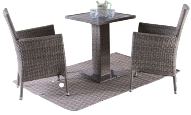 Furniture of America® Niambi 3-Piece Gray Marble/Rattan Wicker Outdoor Patio Dining Set-0
