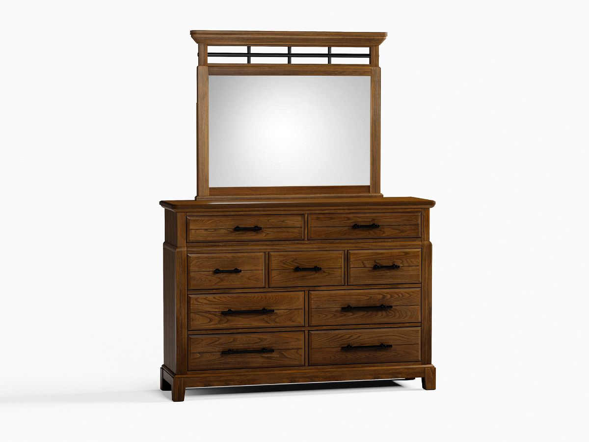 caramel brown dresser and Mirror antique wooden dresser