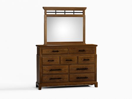 Caramel Dresser and Mirror