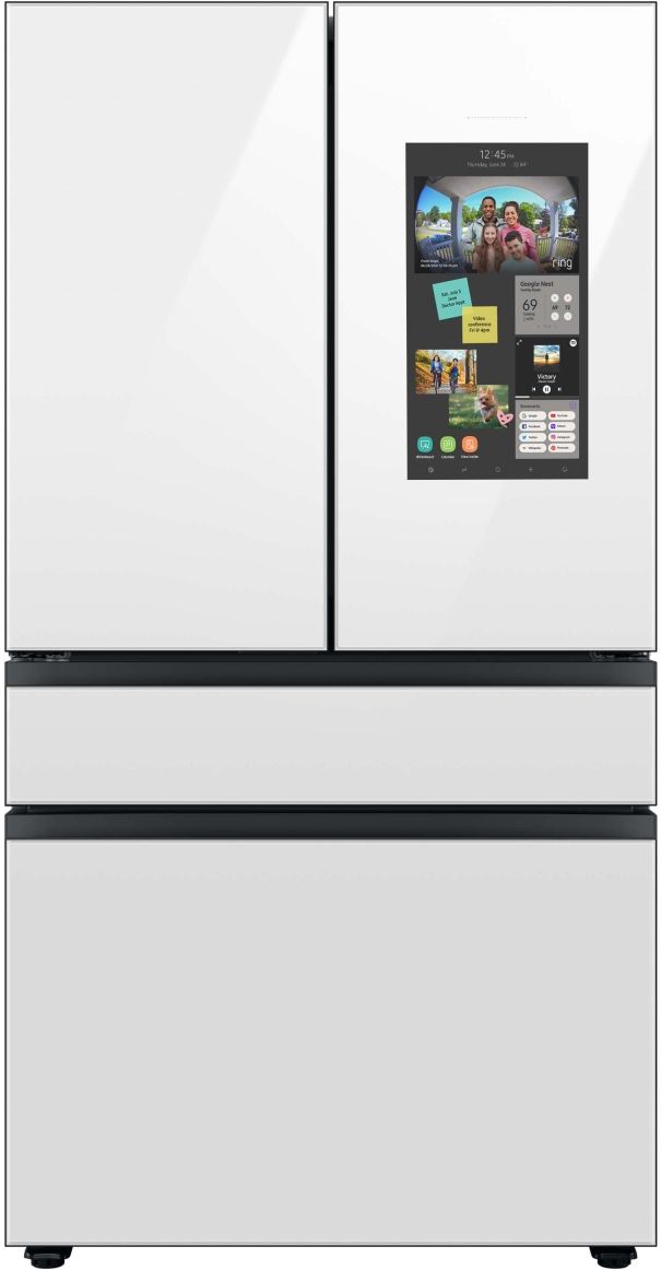 Samsung Bespoke 23 Cu. Ft. Custom Panel Ready/White Glass French Door Refrigerator with Family Hub™-0