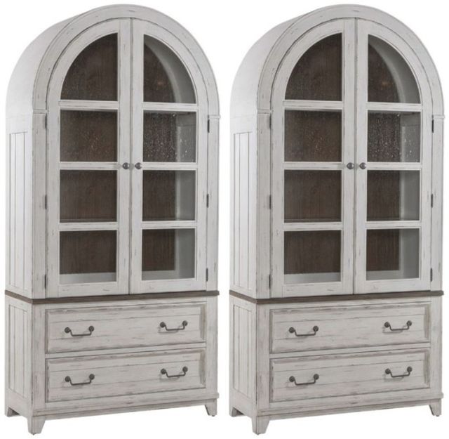 Liberty Furniture River Place 2-Piece Riverstone White Bunching Curio Set-0