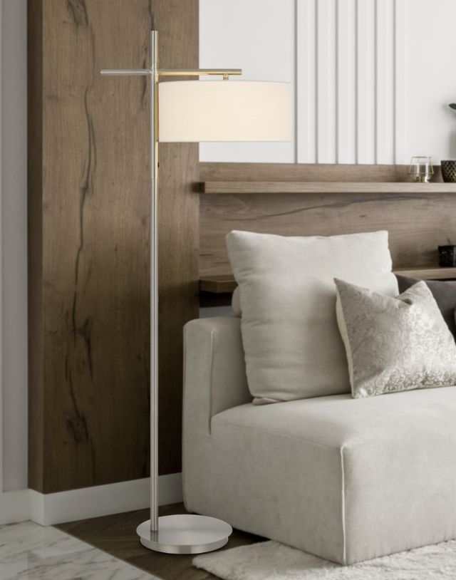 Cal® Lighting & Accessories Laval Brushed Steel Floor Lamp-2