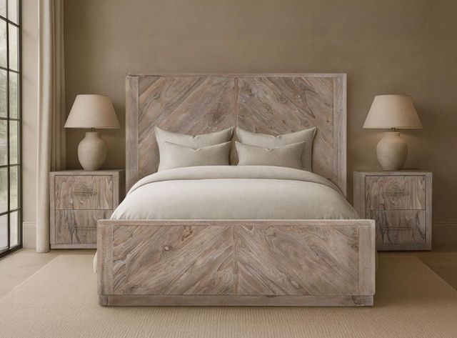 International Furniture Direct Balam Stained White Eastern King Panel Bed-1
