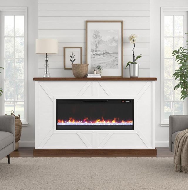 Legends Home Real Cozy Liberty Bourbon/Jasmine White Fireplace Mantel-1