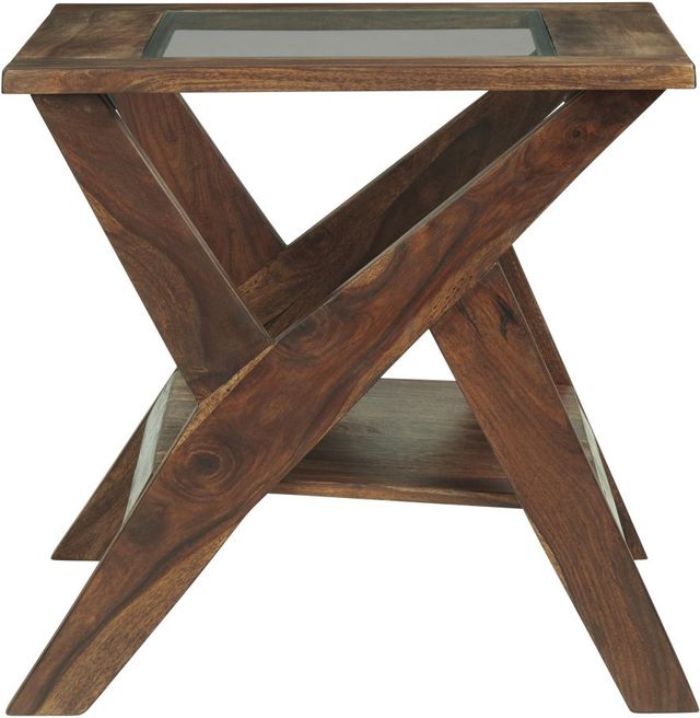 Signature Design by Ashley® Charzine Glass Top End Table with Warm Brown Base-2